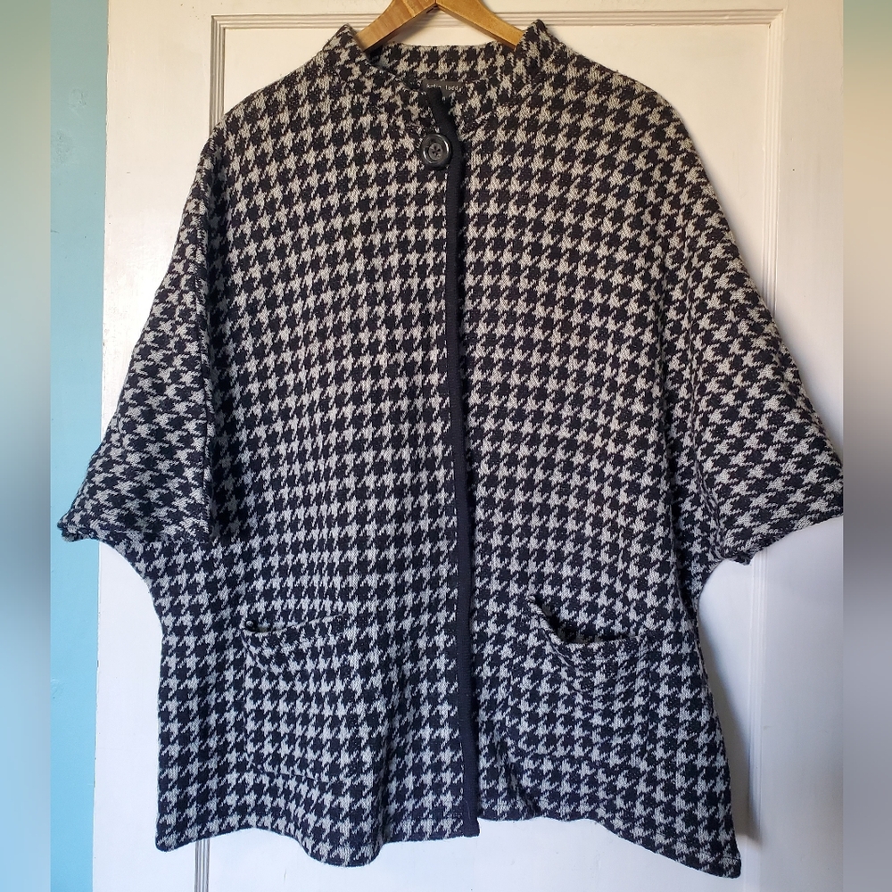 Women's Houndstooth 100% Wool Cardigan🖤🤍